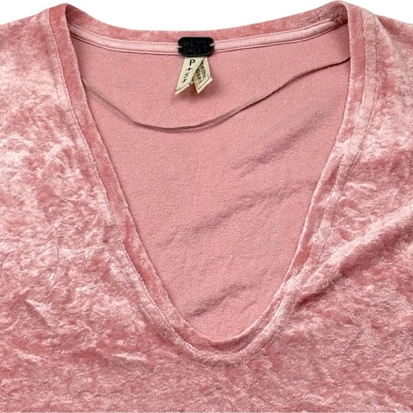 We The Free Tops - We The Free Pink Crushed Velvet Tunic Dress Oversized Boho V Neck Side Slit S